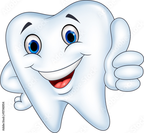 Tooth cartoon with thumb up
