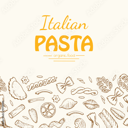 Horizontal background with Italian pasta