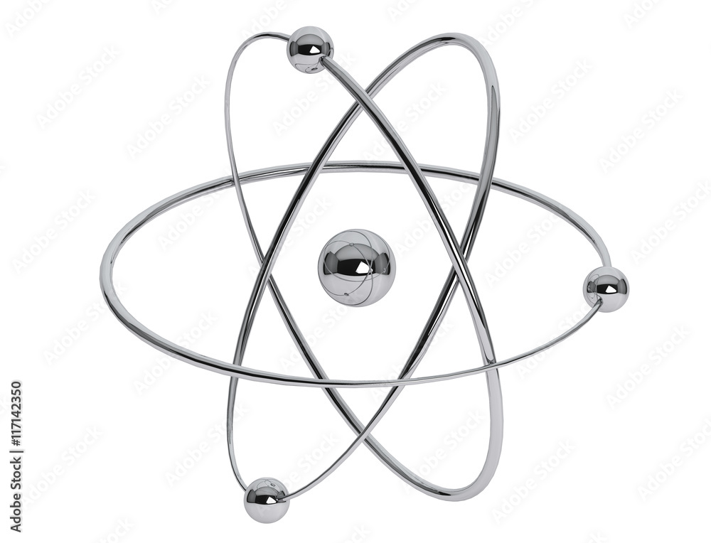 Chrome Atom, Molecule Icon. 3d Rendering Chrome Atom, Molecule Icon. 3d Rendering