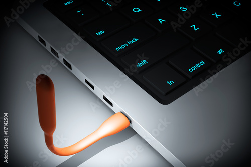 Orange Led USB Lamp. 3d Rendering