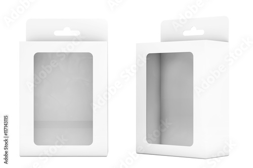Valokuva Product Package Blister Boxes With Hang Slot. 3d Rendering
