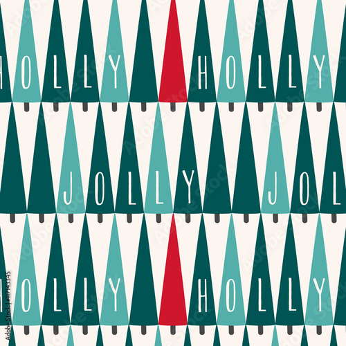 Seamless winter holidays pattern with geometric turquoise and re