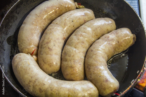 Home-made white sausage out pigs and calf meat