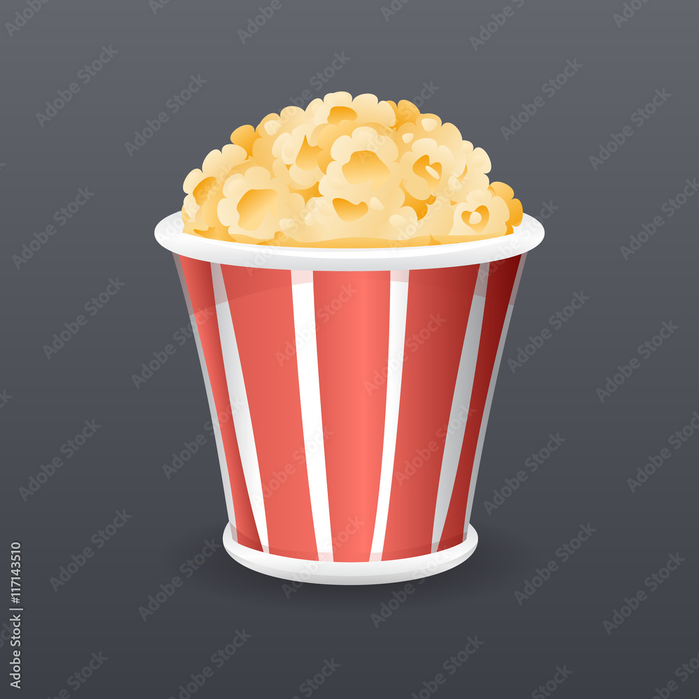 Realistic Popcorn Fast Food Icon Retro Cartoon Symbol Template Vector Illustration Realistic Popcorn Fast Food Icon Retro Cartoon Symbol Template Vector Illustration