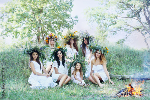 Wallpaper Mural seven beautiful girls in wreaths Torontodigital.ca