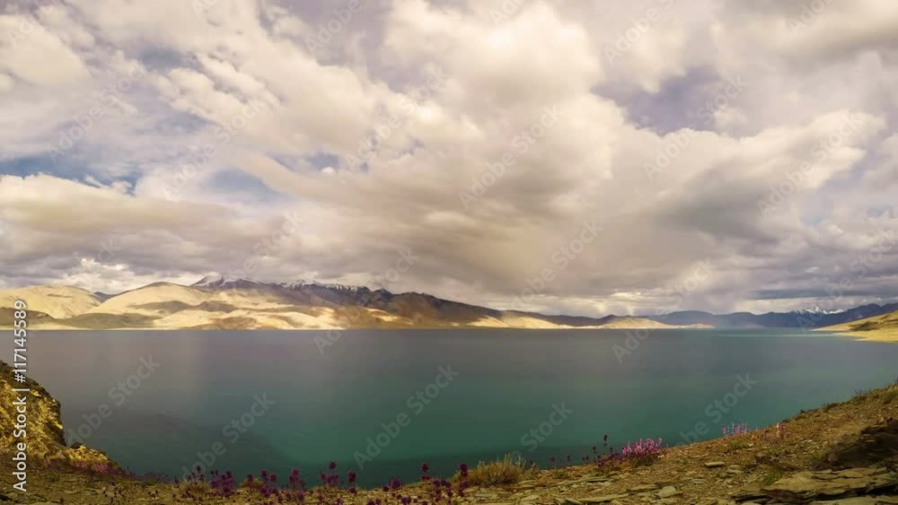 Time lapse of clouds moving over lake Tso Moriri in the Himalayas, Kashmir, India Time lapse of clouds moving over lake Tso Moriri in the Himalayas, Kashmir, India