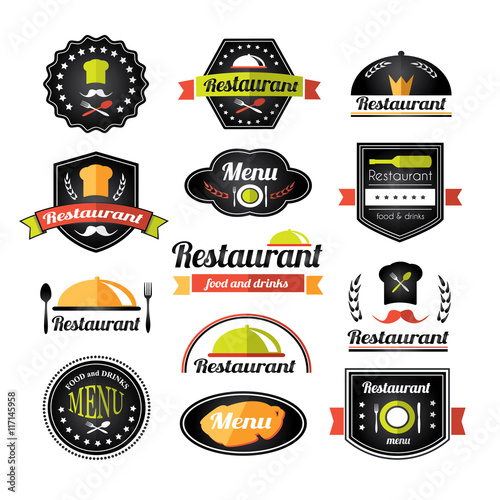 Retro restaurant logotypes set