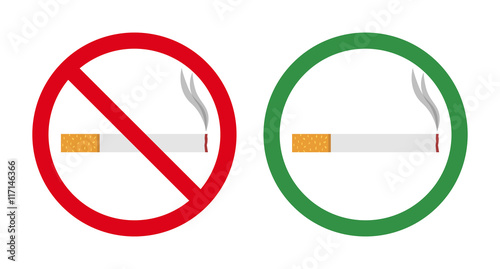 No smoking and smoking area. Vector illustration.