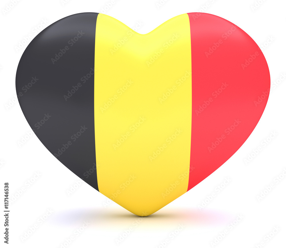 Fototapeta premium Love Belgium: Belgian Flag Heart, 3d illustration