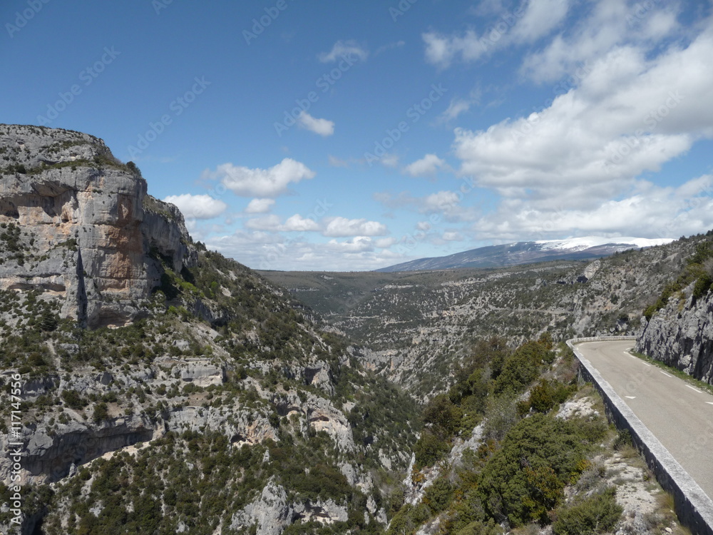 Road leading through the Gorges de Nesque, Provence, France 