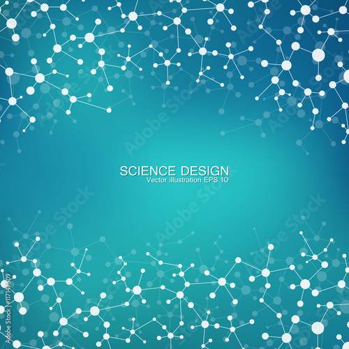 Structure molecule of DNA and neurons. Structural atom. Chemical compounds. Medicine, science, technology concept. Geometric abstract background. Vector illustration for your design.