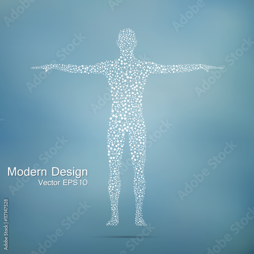 Structure molecule of man. Abstract model human body DNA . Medicine, science and technology. Scientific Vector for your design.