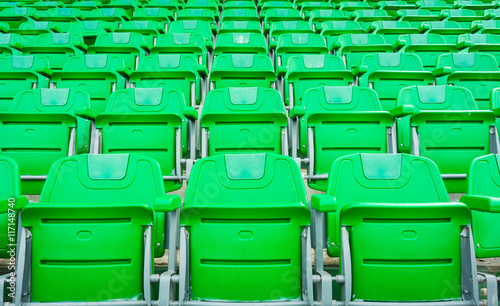 A group of empty seat or chair in stadium , theater or conxert