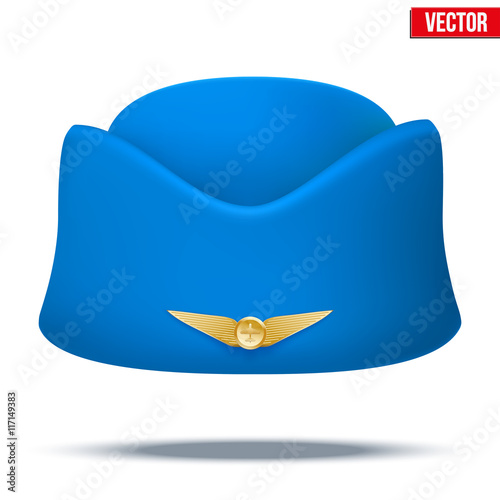 Classic Stewardess hat forage-cap of air hostess uniform. Vector.