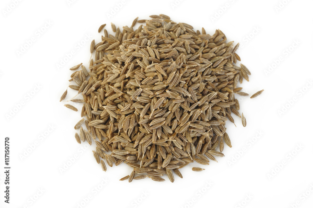 Cumin seeds isolated on white background