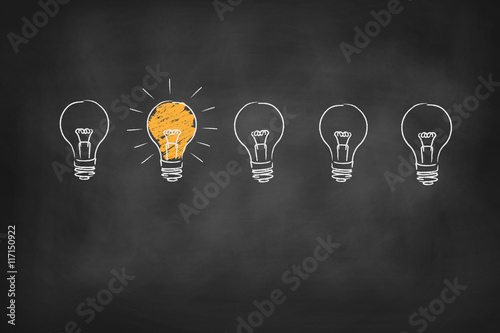 light bulb chalk board vector background