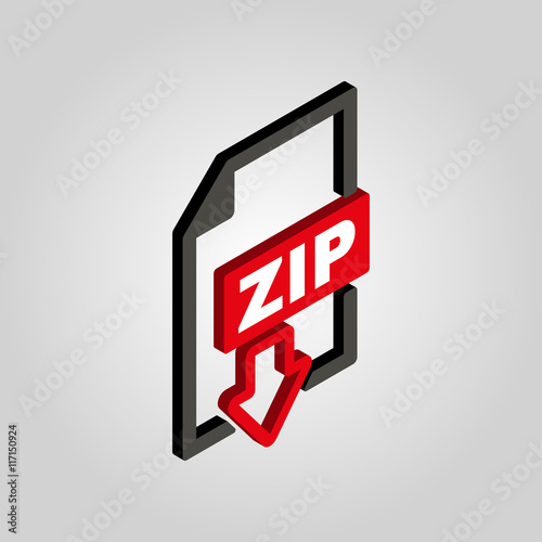 he ZIP file icon.3D isometric. Archive, compressed symbol. Flat