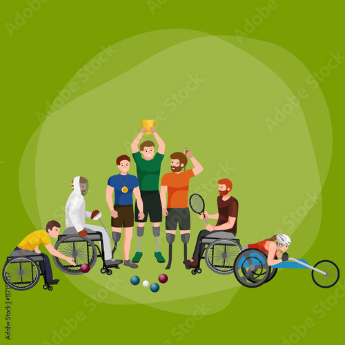 disabled athlete with prosthesis isolated concept, sport for people with prosthesis, physical activity and competition for invalid