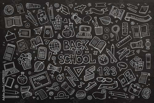 School and education doodles hand drawn vector sketch symbols