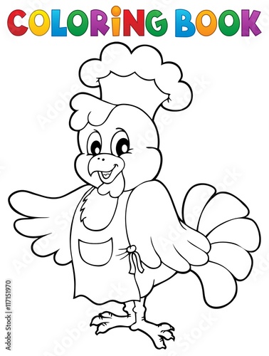 Coloring book chicken chef