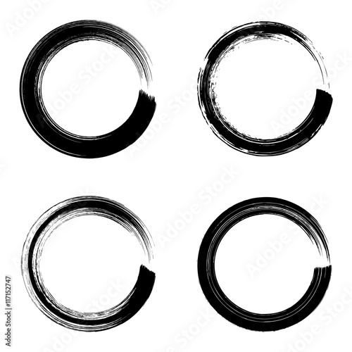 Black vector circle brush strokes