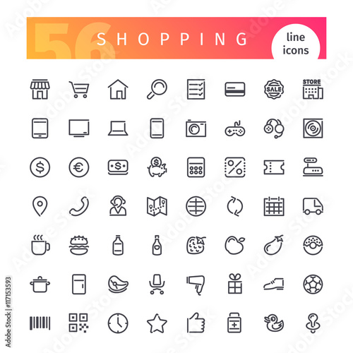 Shopping Line Icons Set