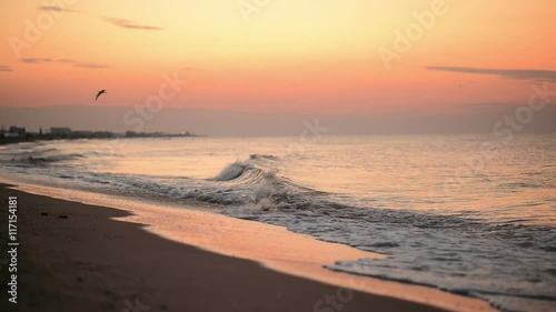 Wallpaper Mural Dawn on the Black Sea coast, waves, slow motion Torontodigital.ca