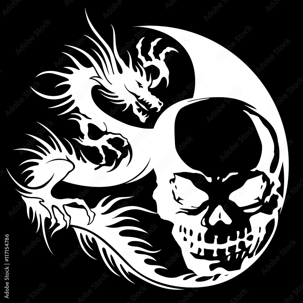 スカルとドラゴンのイラスト Stock Vector Adobe Stock