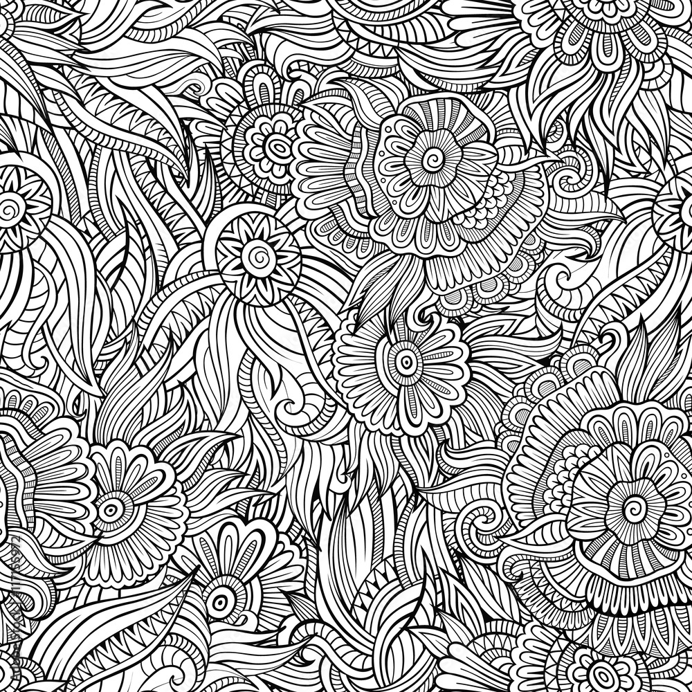 Fototapeta premium Vector seamless abstract flowers pattern