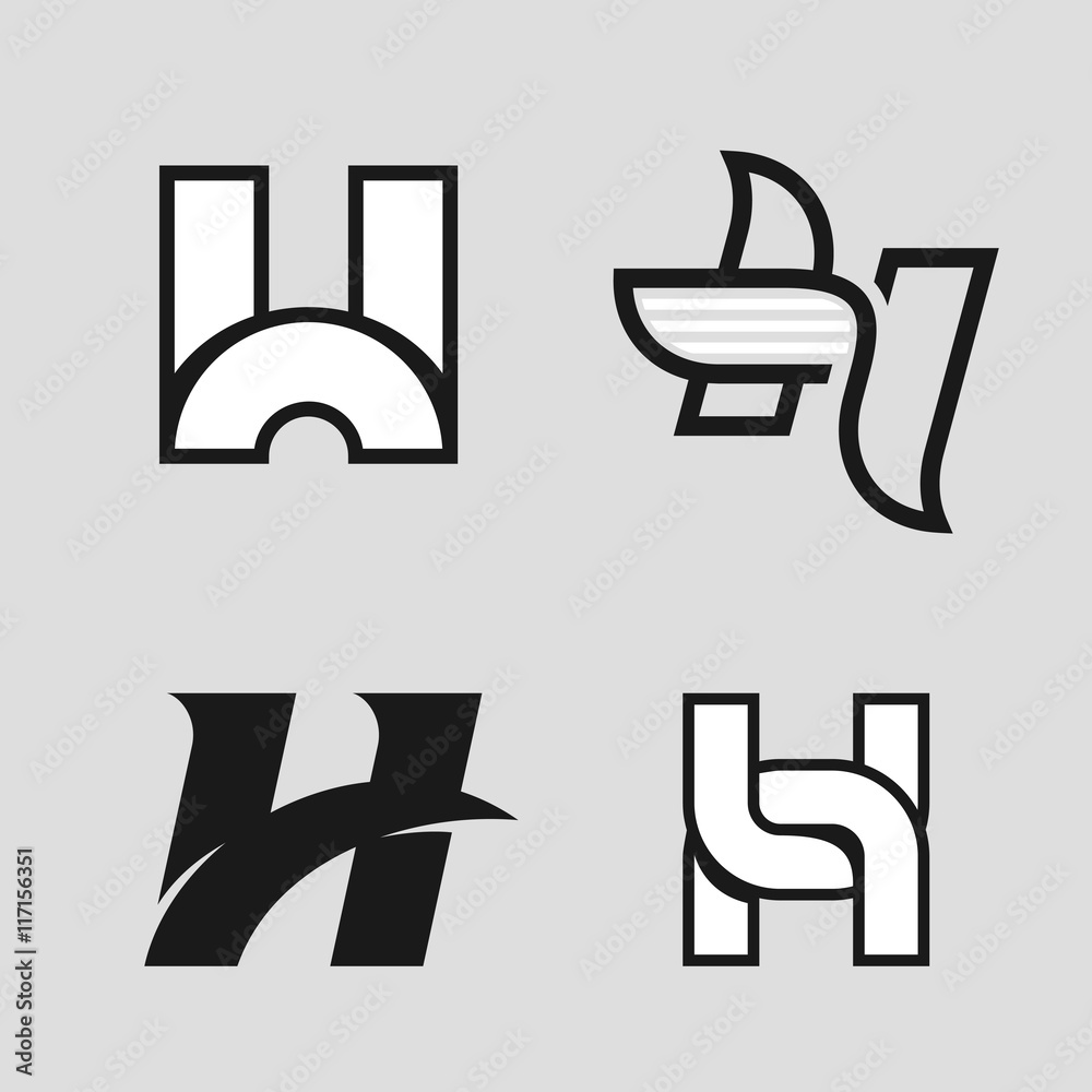 the-set-of-letter-h-sign-logo-icon-design-template-elements-black