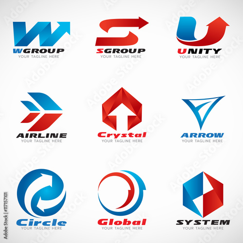 Free Download Blue and red Arrow logo vector set design - GFXLoad