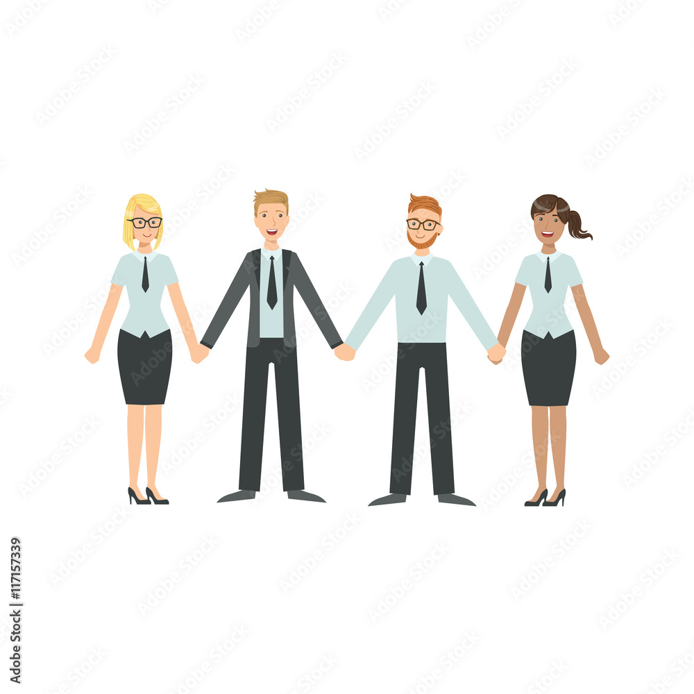 Managers Holding Hands Teamwork Illustration
