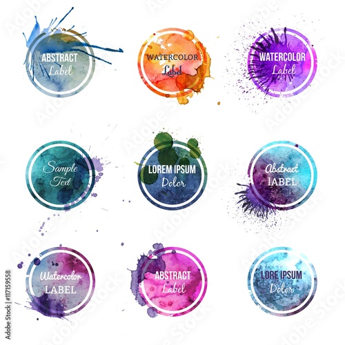 Colorful watercolor labels 
