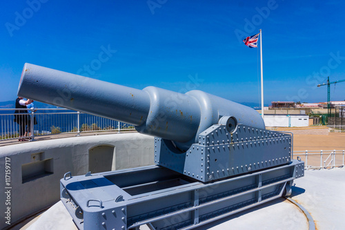 Gibraltar. exhibit guns in Gibraltar. Rule Britannia. Old cannon