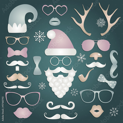 Christmas Colorful Fashion Silhouette Set Hipster Style