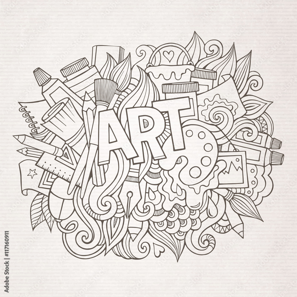 Art hand lettering and doodles elements