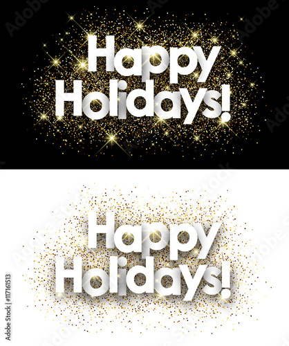 Happy holidays paper banners.