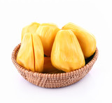 Jackfruit in  basket on white background