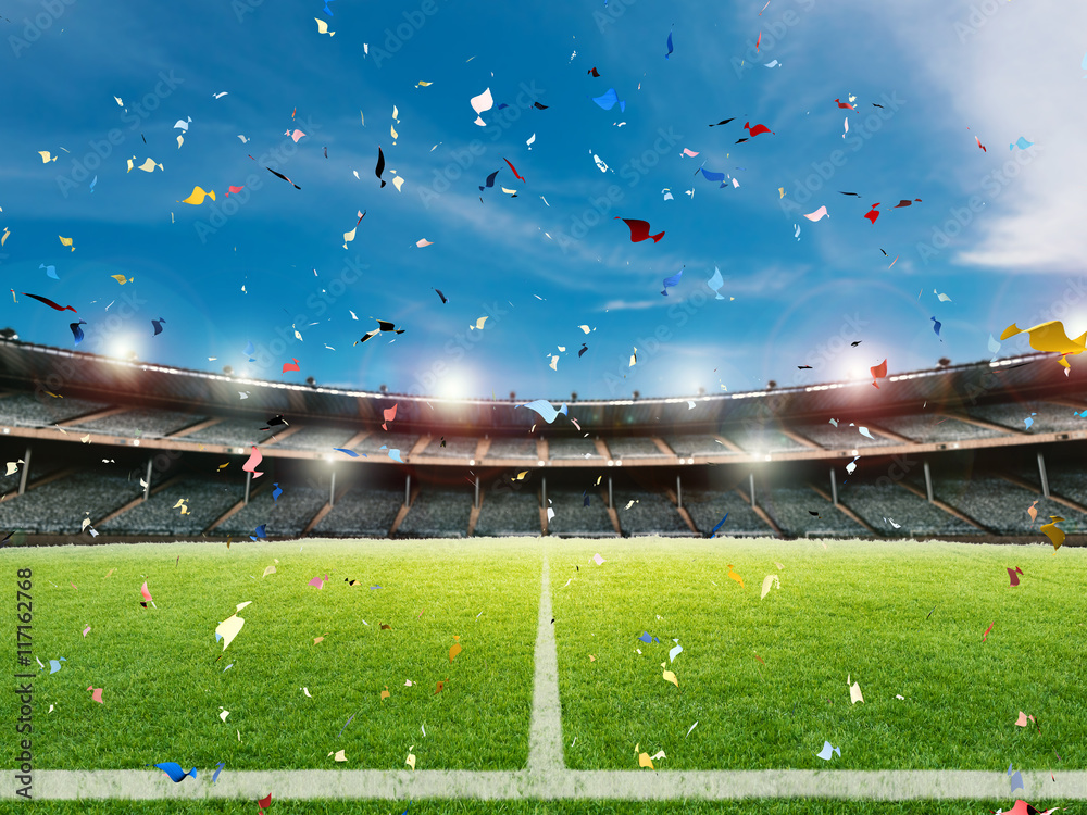 confetti celebration in soccer field background Stock Photo Adobe Stock