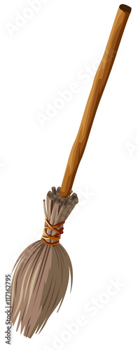 Old broom with long handle
