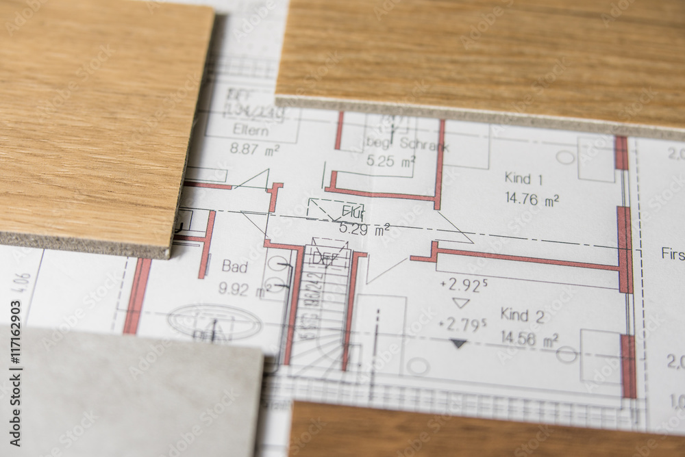 Fototapeta premium Hausbau: Bödenbeläge wählen