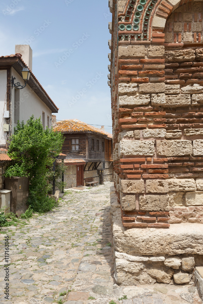 NESSEBAR, BULGARIA, JUNY 18, 2016: architectural solutions Nessebar old town buildings. residential quarter. NESSEBAR, BULGARIA, JUNY 18, 2016: architectural solutions Nessebar old town buildings. residential quarter.