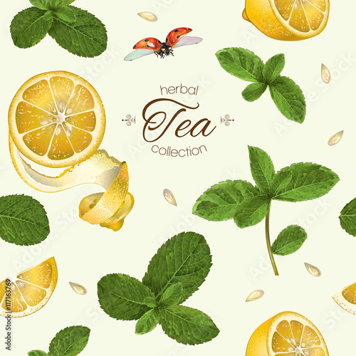 Lemon mint tea pattern