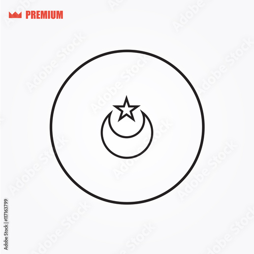 Crescent and star vector icon