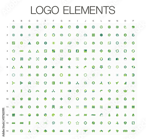 Logo elements mega collection, abstract geometric business icon set