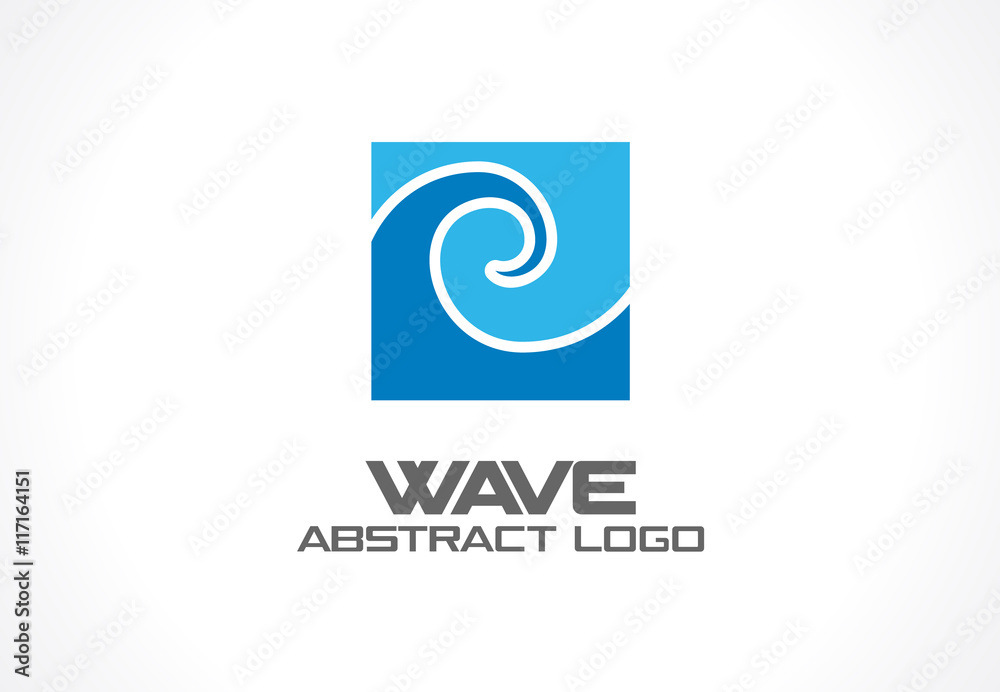 Abstract logo for business company. Corporate identity design element. Eco ocean, nature, whirlpool, spa, aqua swirl Logotype idea. Water wave, spiral, blue sea concept. Colorful Vector icon Abstract logo for business company. Corporate identity design element. Eco ocean, nature, whirlpool, spa, aqua swirl Logotype idea. Water wave, spiral, blue sea concept. Colorful Vector icon