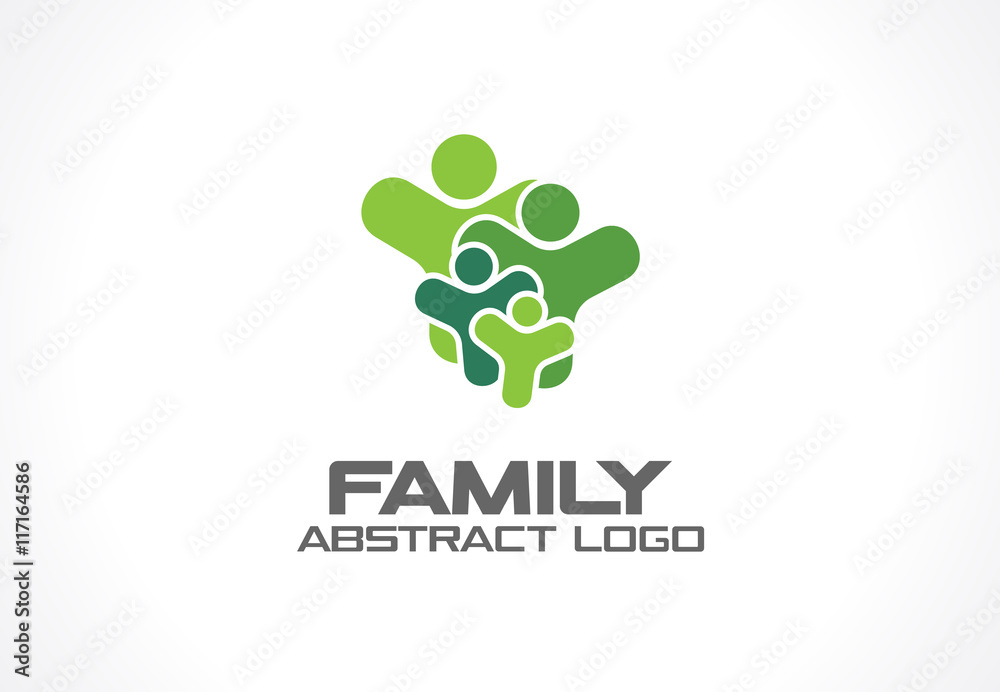 Abstract green logo for business company. Corporate identity design element. Healthcare, Social Media, Network logotype idea. People connect, family of 4, group of four, concept. Colorful Vector icon Abstract green logo for business company. Corporate identity design element. Healthcare, Social Media, Network logotype idea. People connect, family of 4, group of four, concept. Colorful Vector icon