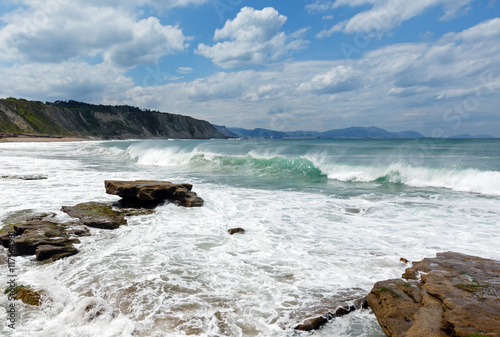 Beach Azkorri or Gorrondatxe view. photo