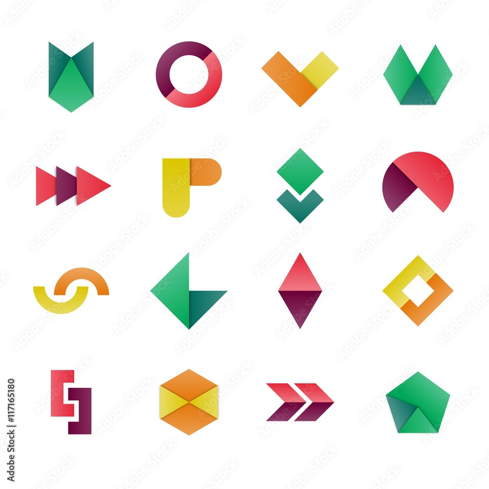 Geometric shapes in colorful style Geometric shapes in colorful style