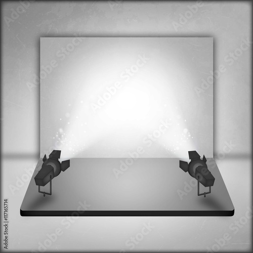 Illuminated stage with spotlights